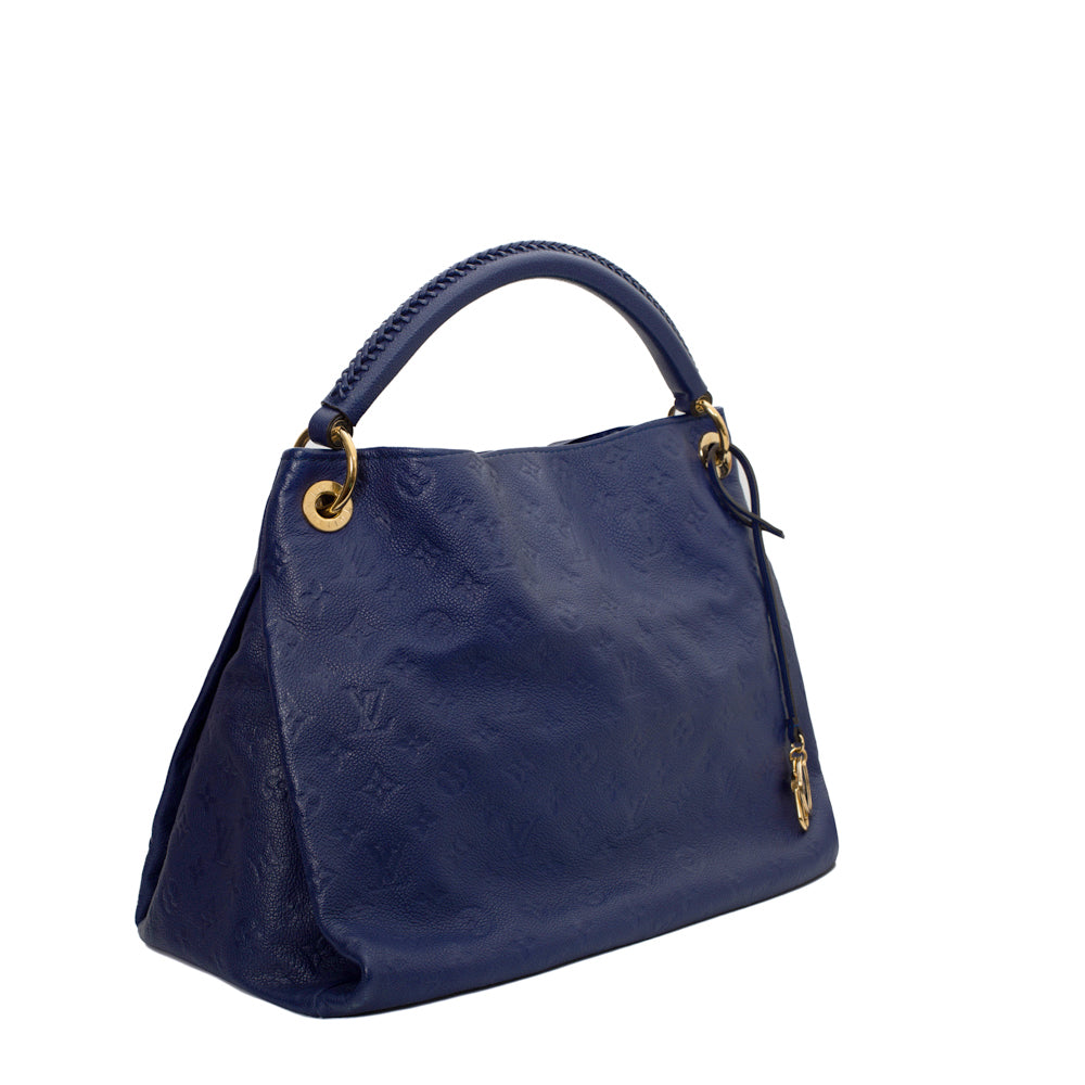 Artsy MM bag in blue imprint leather