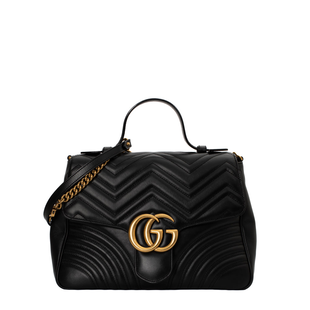 GG Marmont Small Size bag in black leather Gucci - Second Hand