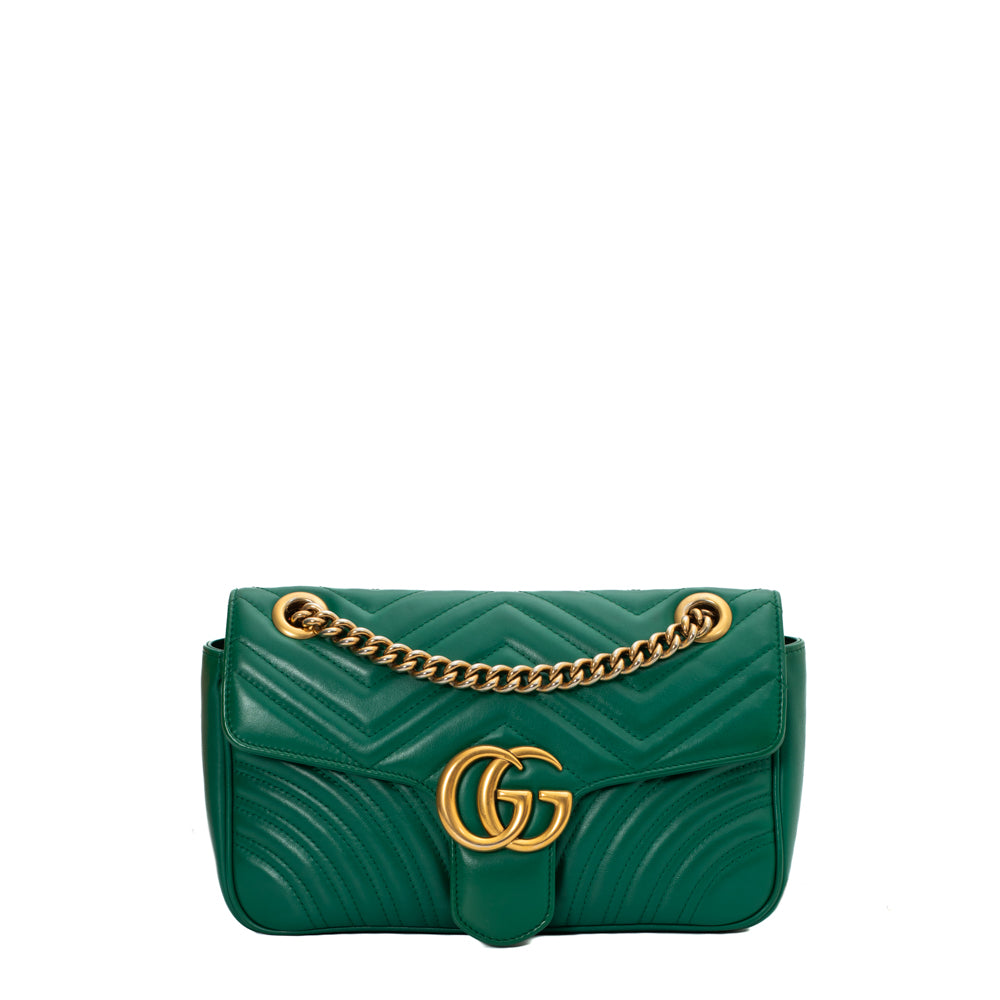 GG Marmont Small Size bag in green leather Gucci - Second Hand