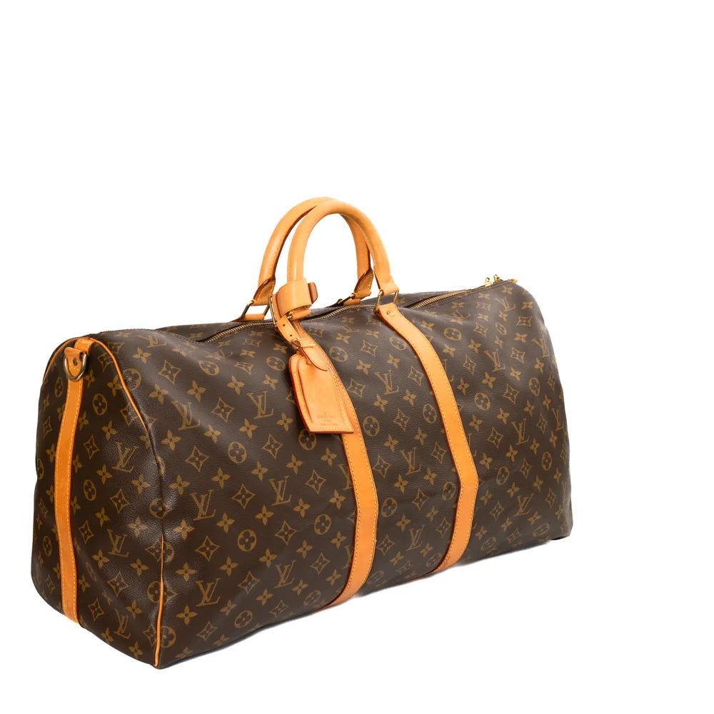 Keepall 60, a monogram canvas travel bag with leather re…