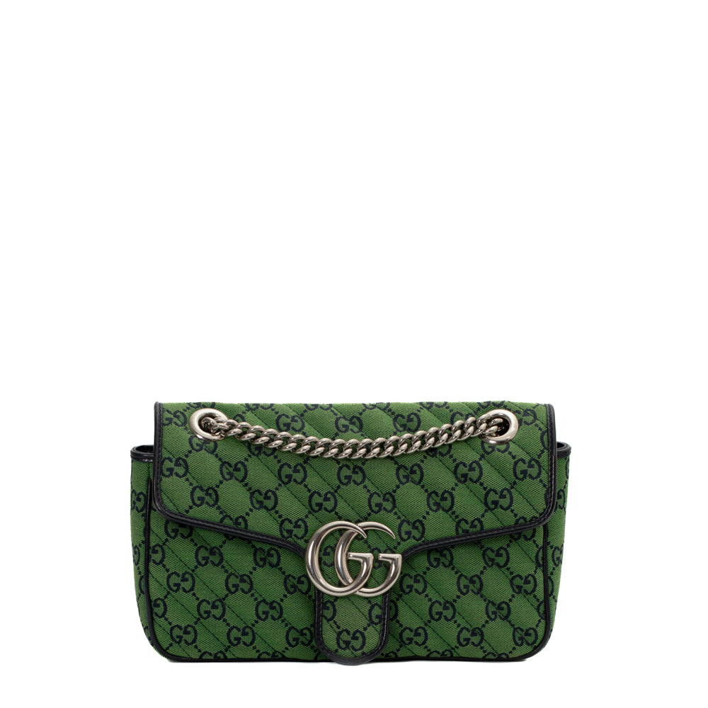 GG Marmont Small Size bag in green leather Gucci - Second Hand