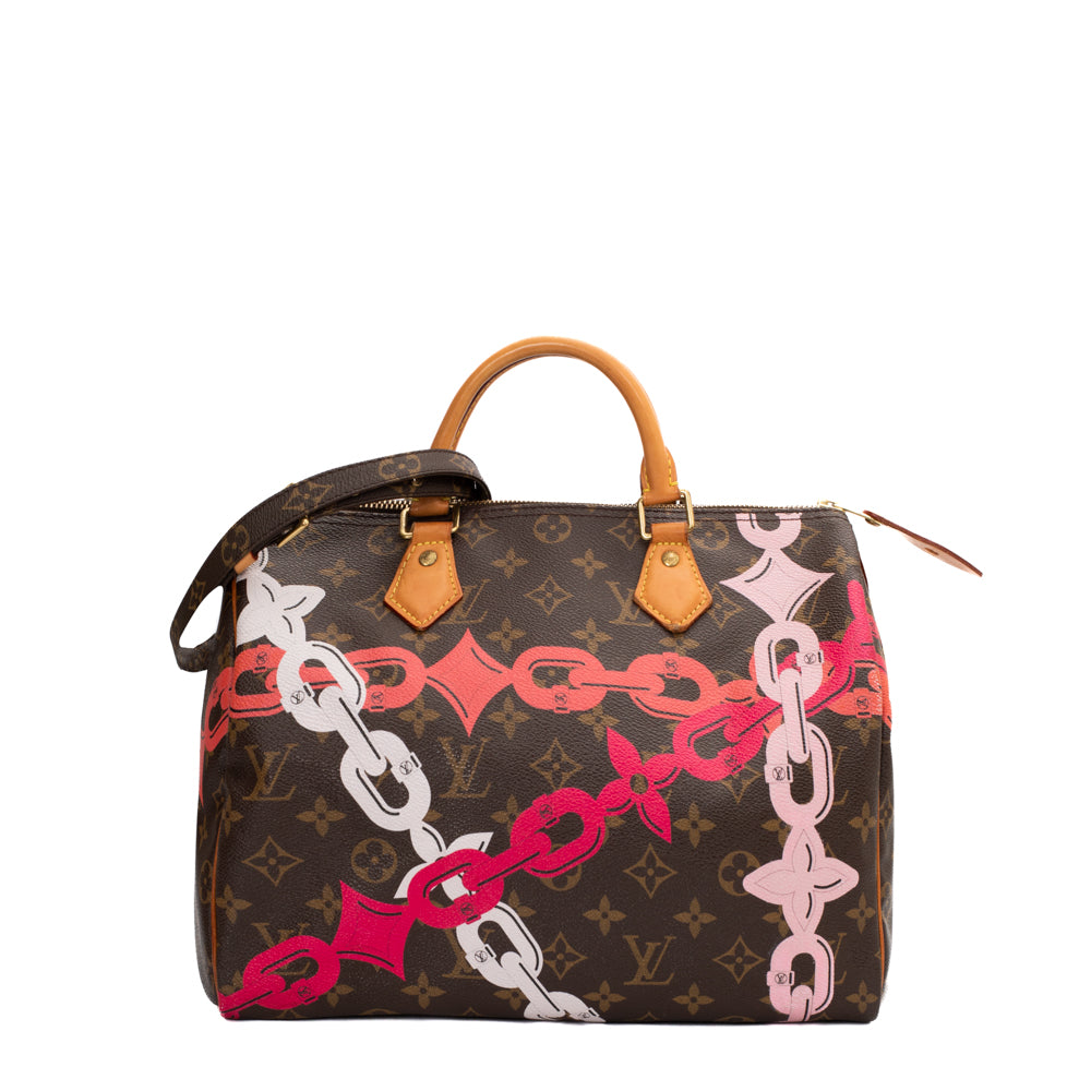 Speedy 30 Edition Flower Chain bag in brown monogram canvas Louis Vuitton -  Second Hand / Used – Vintega