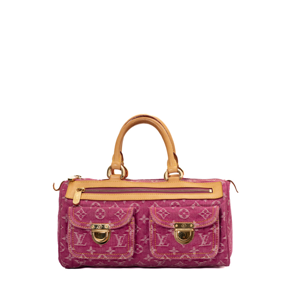 Vintage Speedy 30 Tasche aus rosa Denim Louis Vuitton - Second