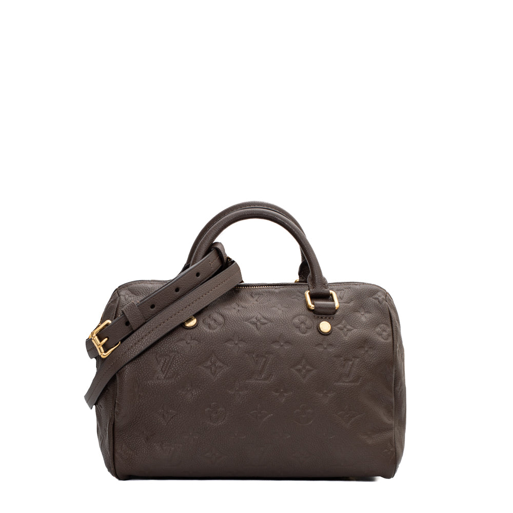 Speedy 25 bag in brown imprint leather Louis Vuitton - Second Hand / Used –  Vintega