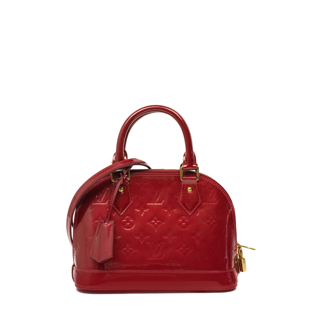 Louis Vuitton Alma Bb Red Patent Leather Handbag (Pre-Owned)