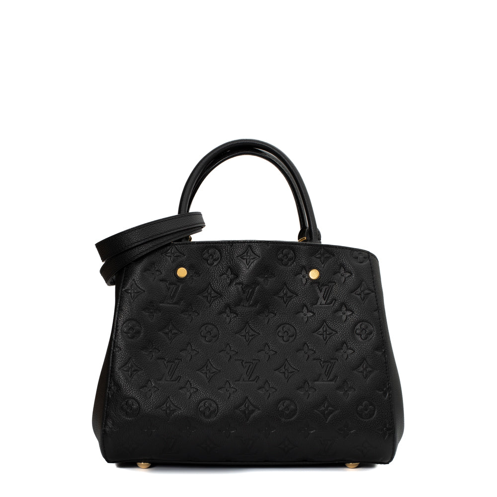 Montaigne GM bag in black imprint leather Louis Vuitton - Second Hand /  Used – Vintega