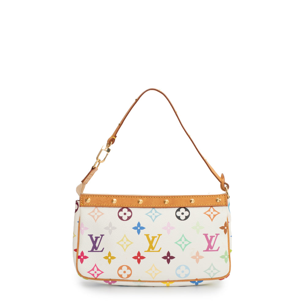 Vintage Edition Murakami Accessory Pochette Bag in white multicolor monogram  canvas Louis Vuitton - Second Hand / Used – Vintega