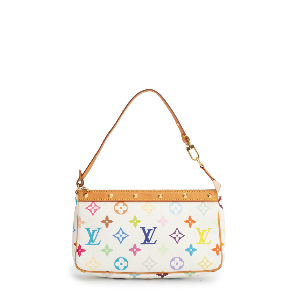 Vintage Edition Murakami Accessory Pochette Bag in white multicolor  monogram canvas Louis Vuitton - Second Hand / Used – Vintega