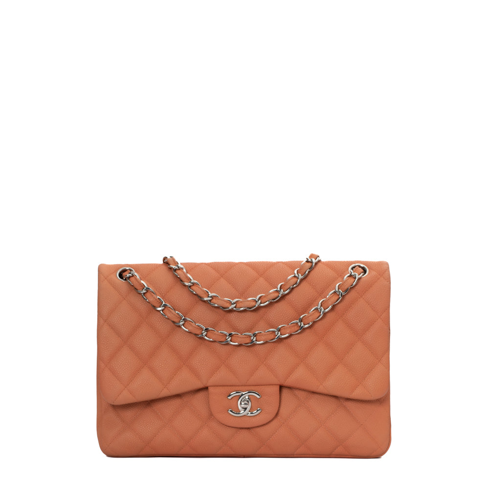 mandskab hvor som helst kronblad Sac Timeless Chanel Orange Leather Jumbo - Second Hand / Occasion – Vintega