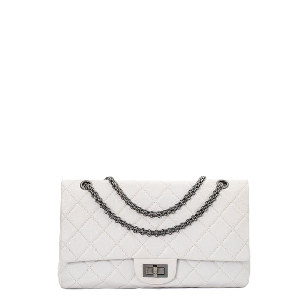 2.55 Maxi Vintage bag in white leather