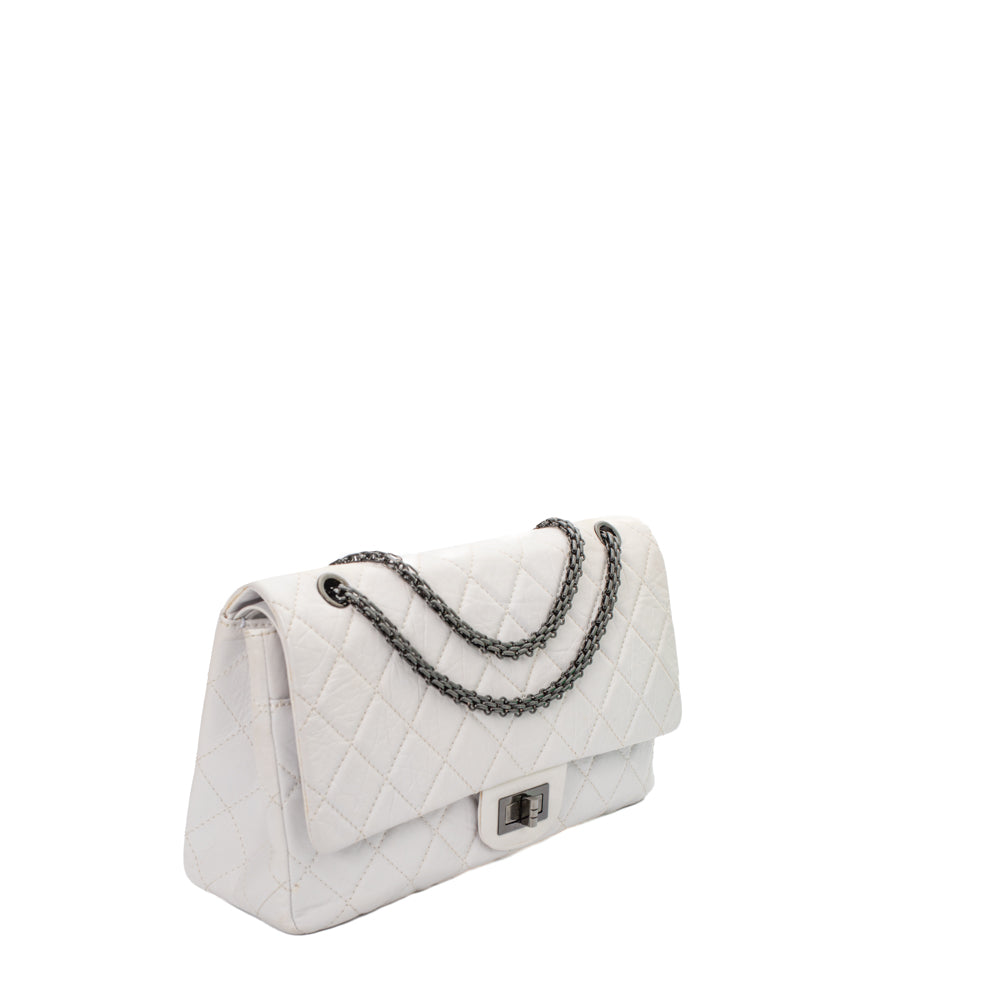 2.55 Maxi Vintage bag in white leather