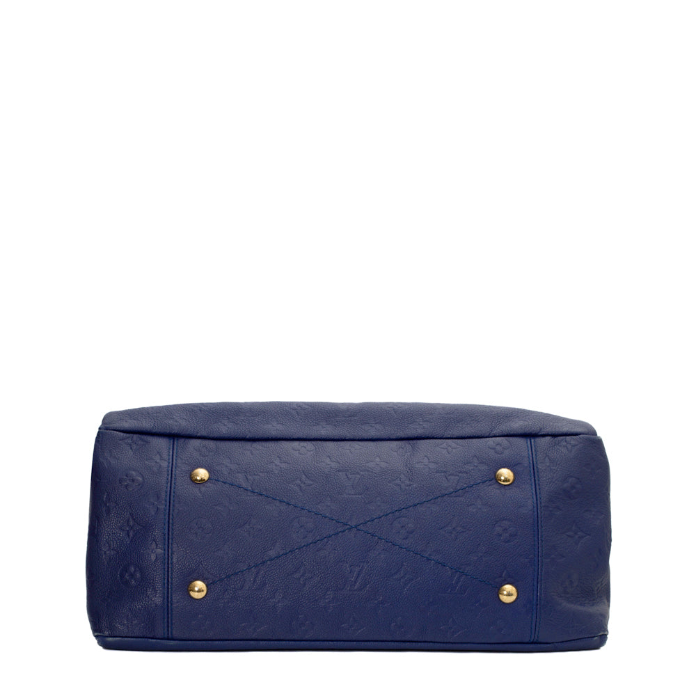Artsy MM bag in blue imprint leather