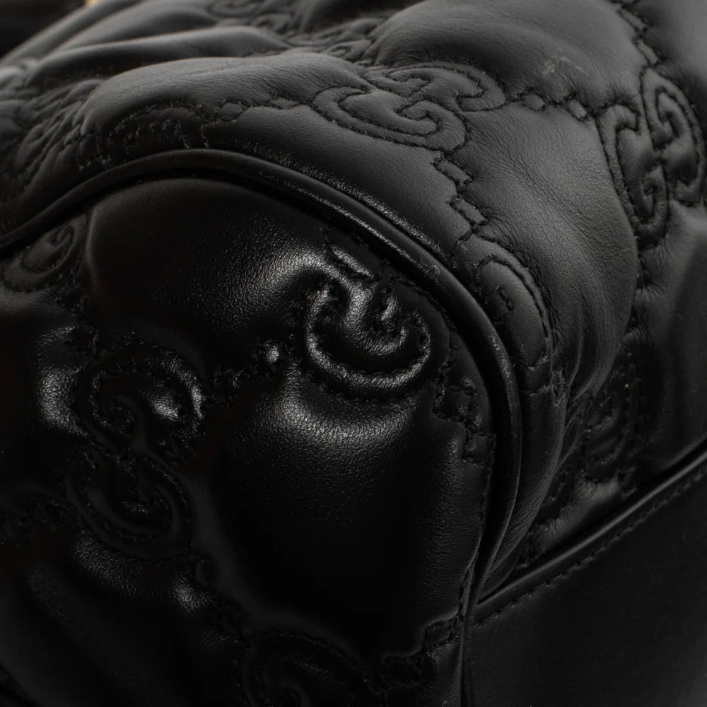 Gucci black leather Boston bag Second Hand Used Vintega