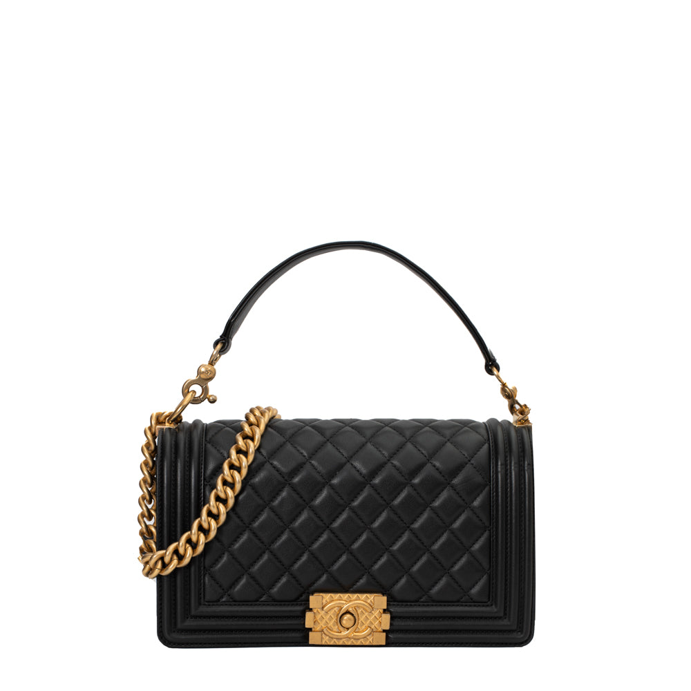 Chanel Medium Limited Edition Boy bag in black leather - Second Hand / Used  – Vintega
