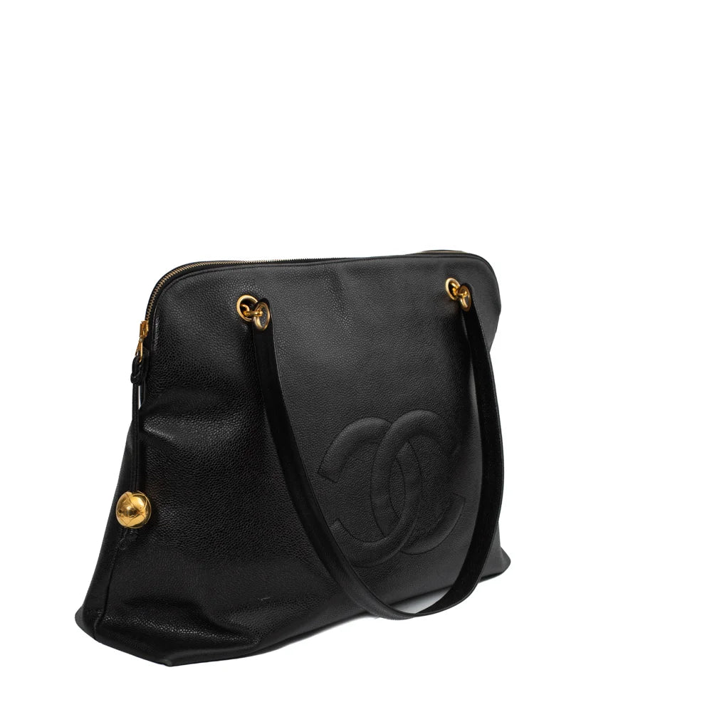 Chanel Vintage black leather Tote bag - Second Hand / Used – Vintega