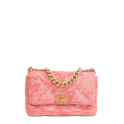 Chanel 19 Medium Limited Edition bag in Chanel pink tweed - Second