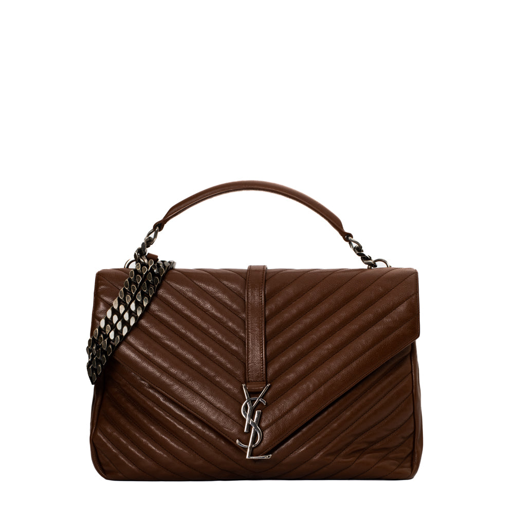 Saint Laurent College Large bag in brown leather - Second Hand 