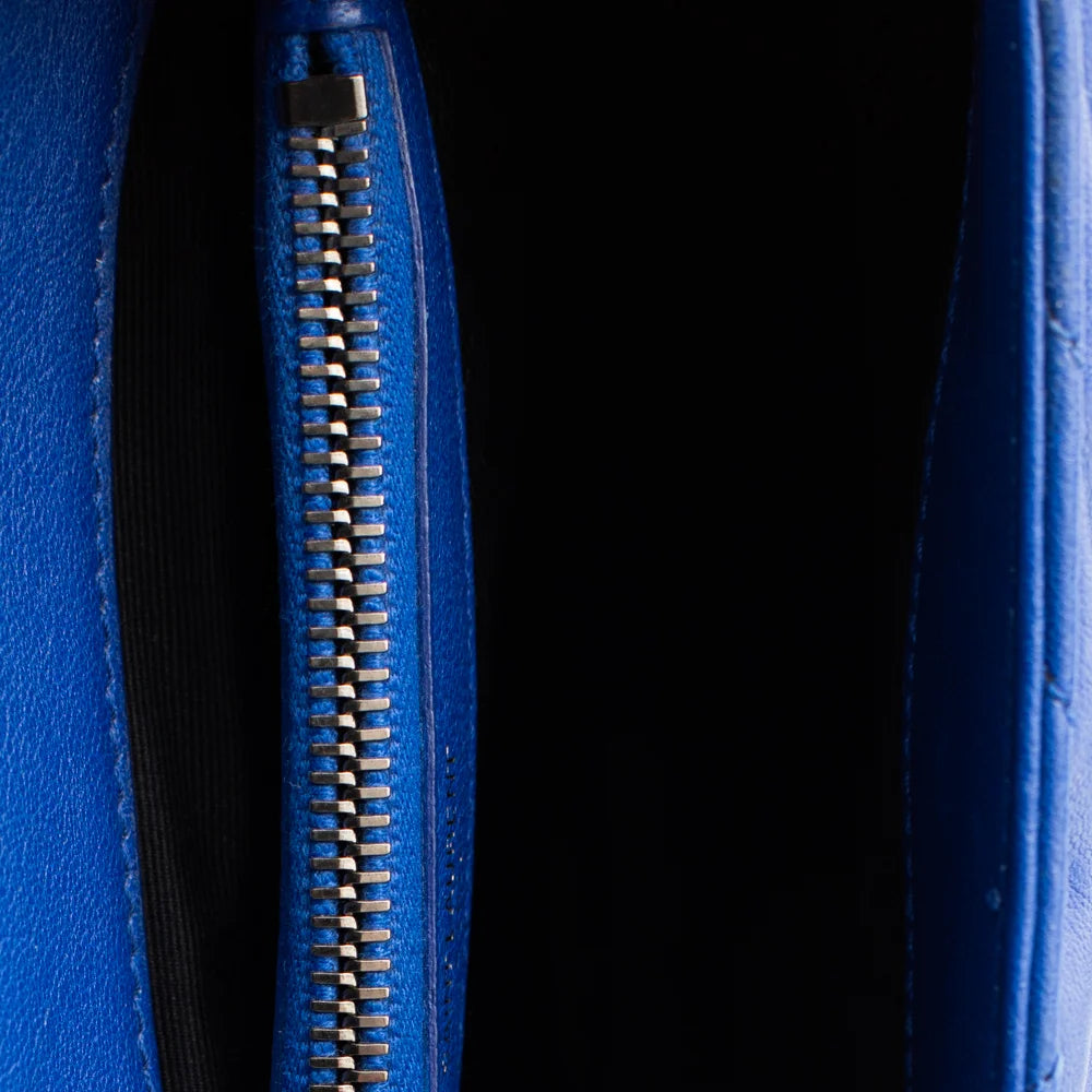 Medium College bag in blue leather Saint Laurent Second Hand