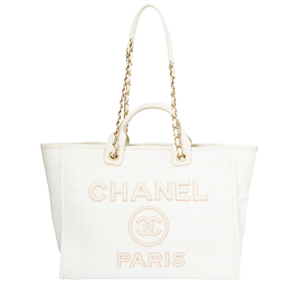 Chanel Canvas Pearl Large Deauville Tote Black