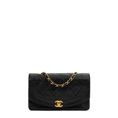 Chanel Vintage Diana bag in black leather - Second Hand / Used