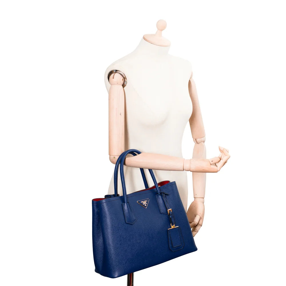 Prada blue and white top bag