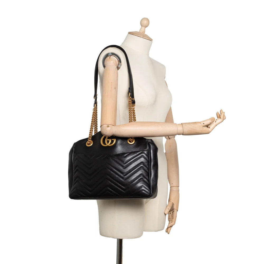 Sac Marmont Tote en cuir noir Gucci Seconde Main Occasion Vintega
