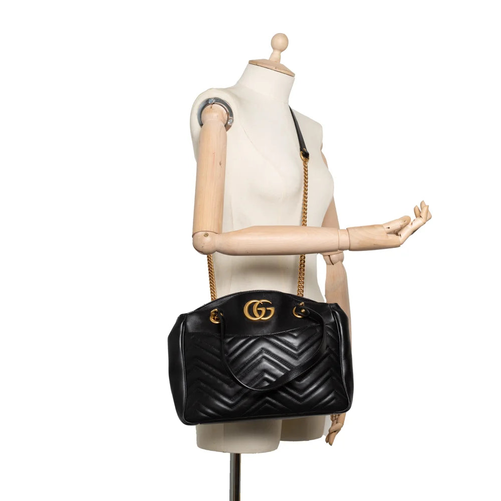 Sac Marmont Tote en cuir noir Gucci Seconde Main Occasion Vintega