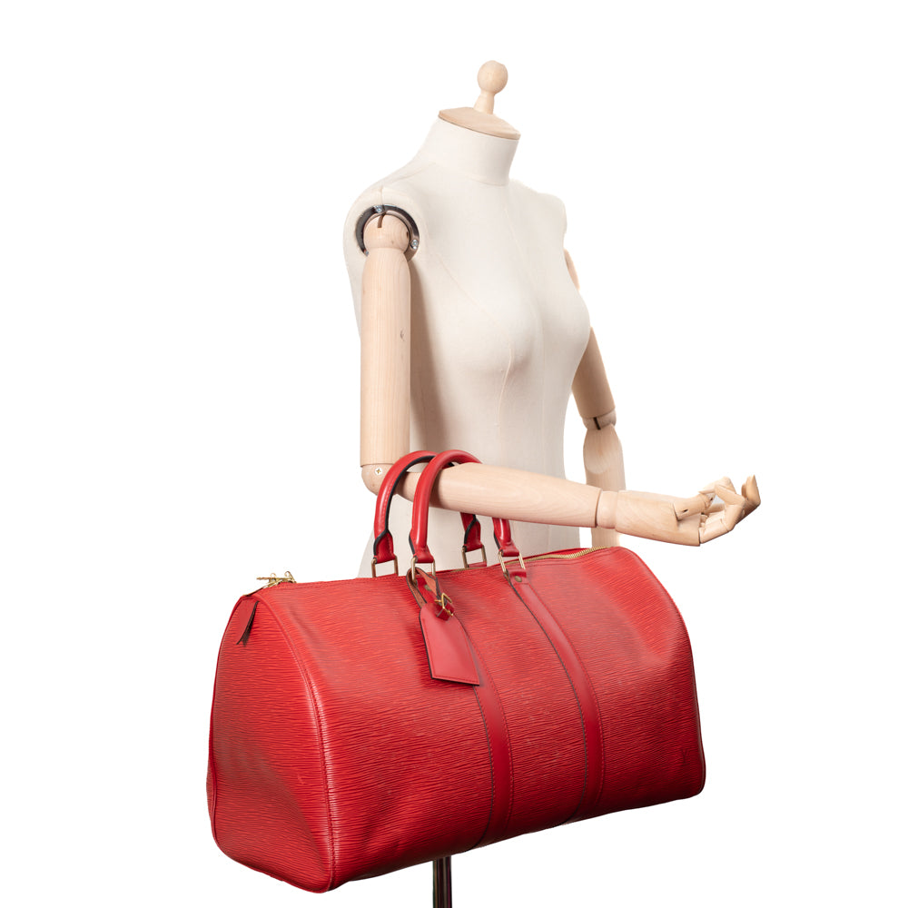 Louis Vuitton Womens Vintage Keepall Red Epi Leather 45 – Luxe