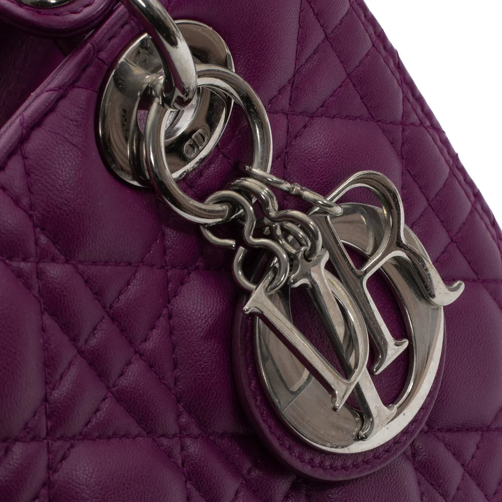 Lady Dior Medium bag in purple leather Dior Second Hand Used