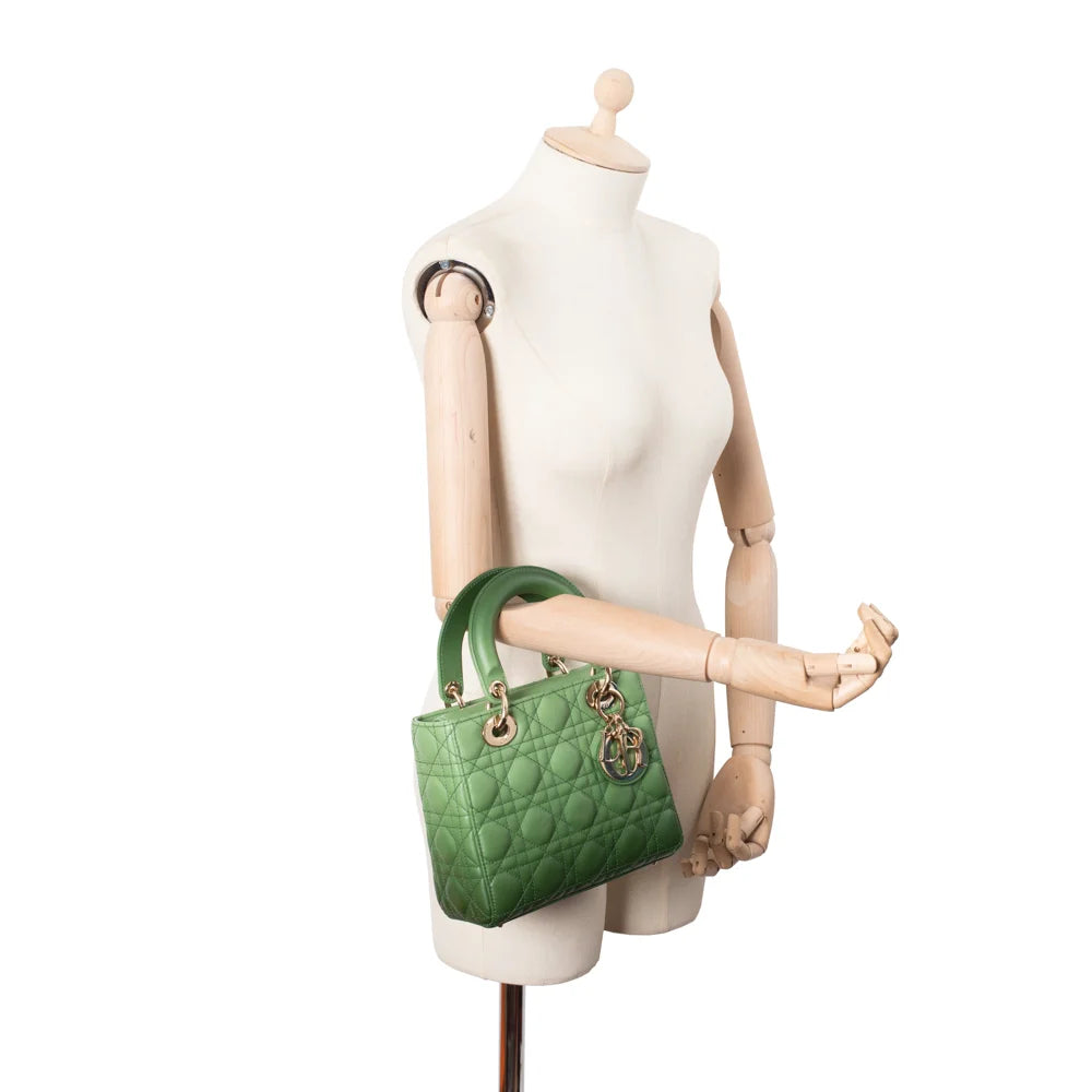 Lady Dior Small Limited Edition bag in Dior green leather Second Hand Used Vintega
