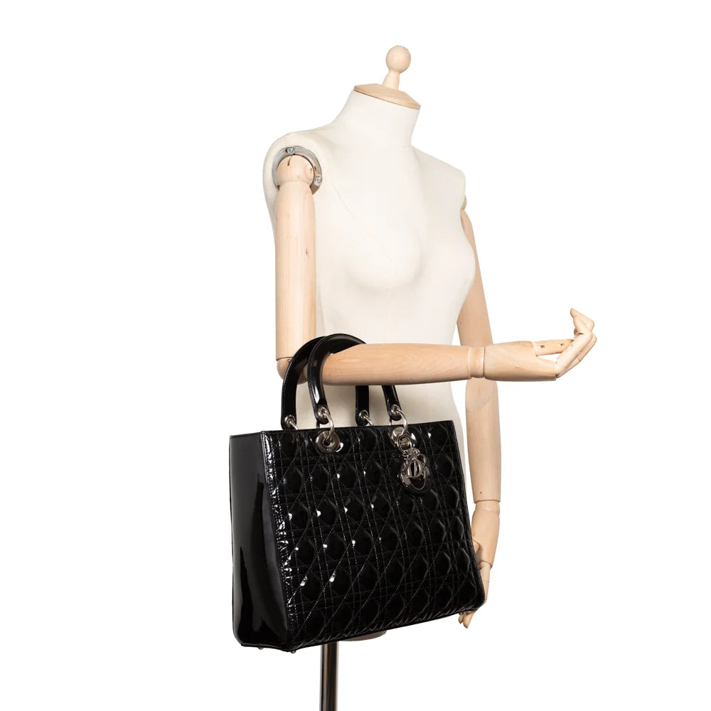 Lady dior large patent leather sale