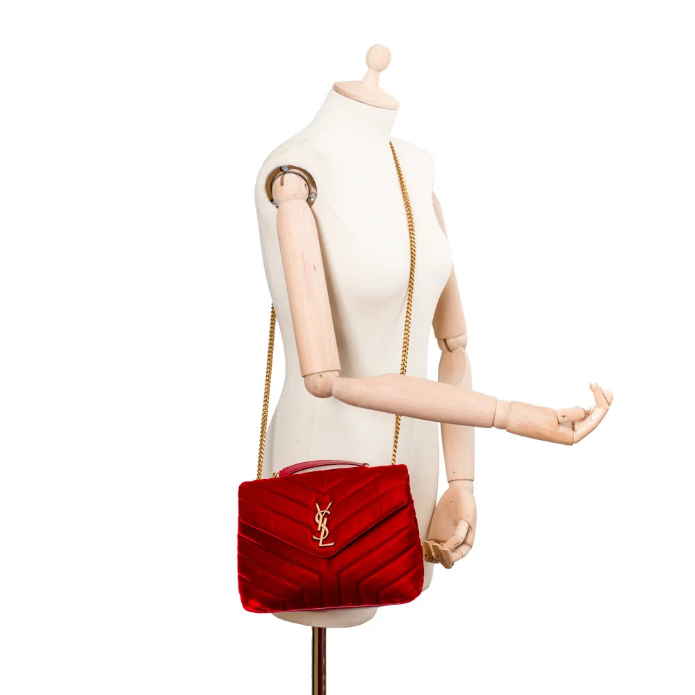 Ysl red velvet bag sale