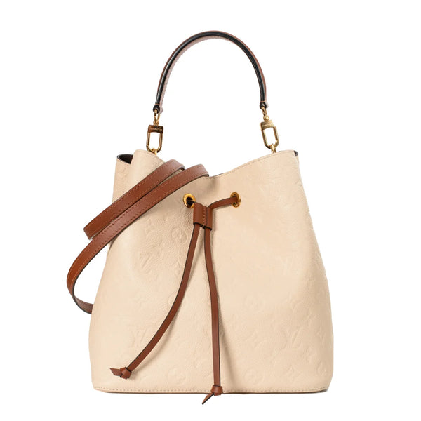 Cream leather online bucket bag