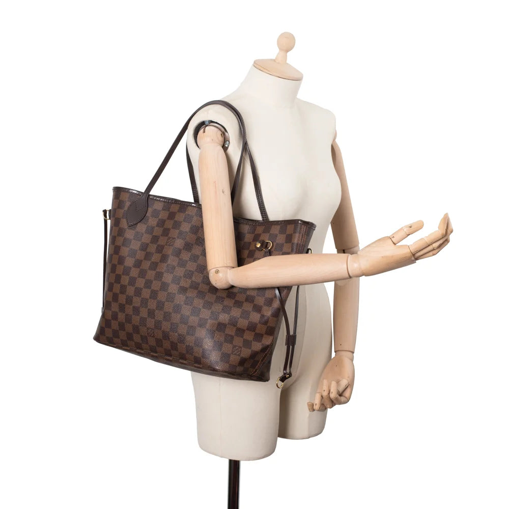 Neverfull MM Vintage Tasche aus ebenholzfarbenem Damier Canvas von Louis Vuitton aus zweiter Hand gebraucht Vintega