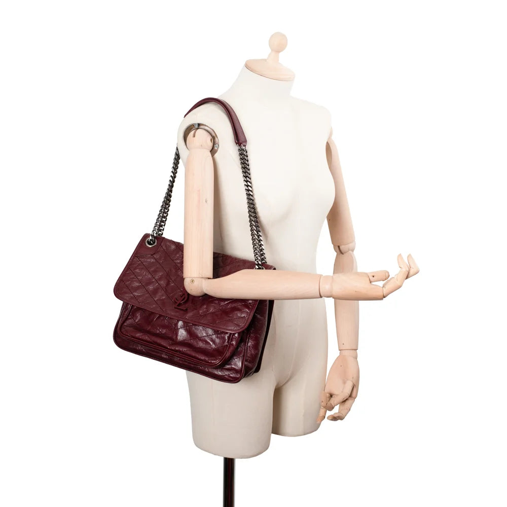 Niki Medium bag in bordeaux leather Saint Laurent Second Hand