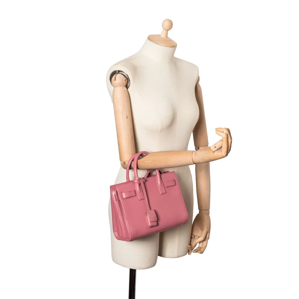 Sac de Jour Nano en cuir rose Saint Laurent Seconde Main Occasion Vintega