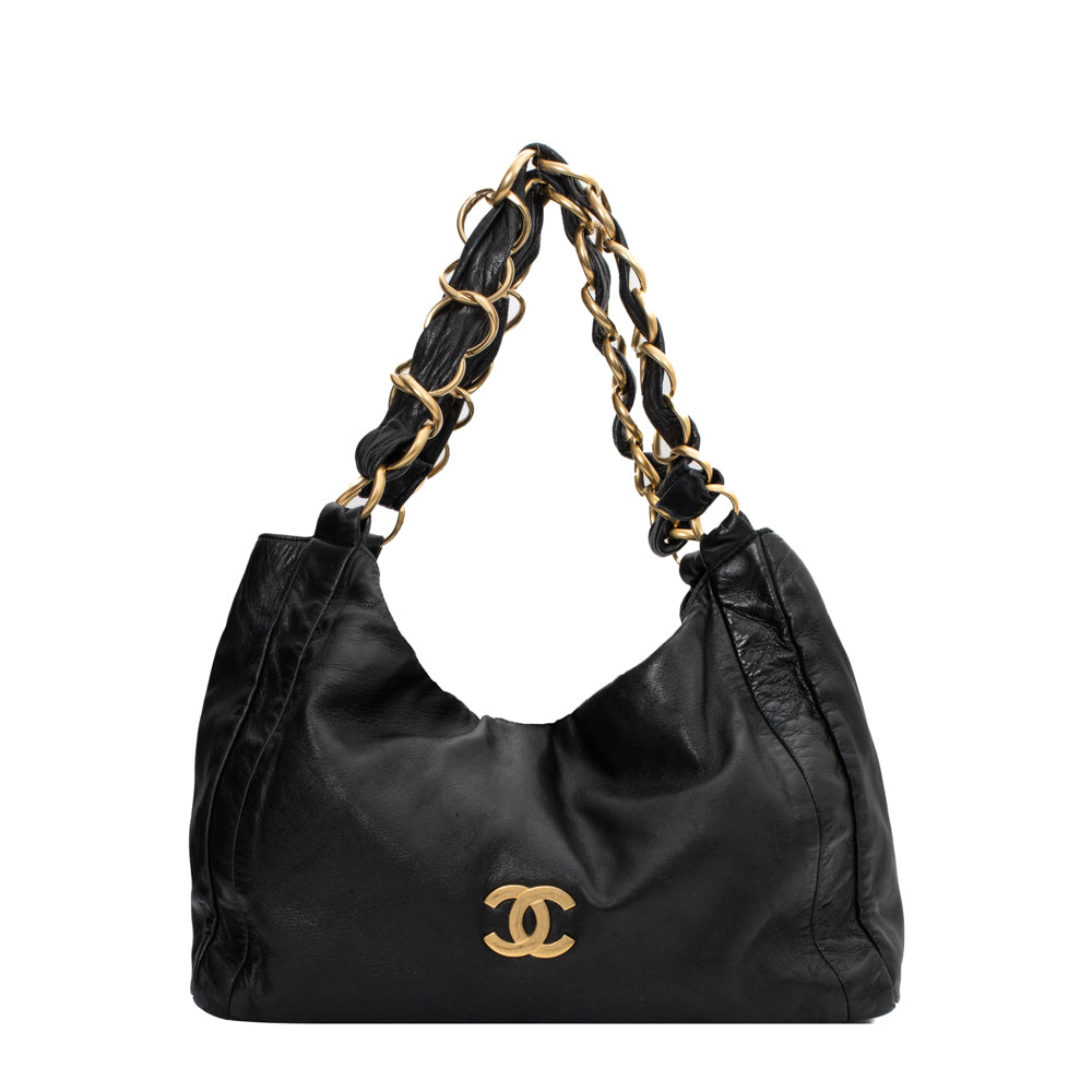 Chanel Vintage Black Leather Shopping Bag - Second Hand / Used – Vintega