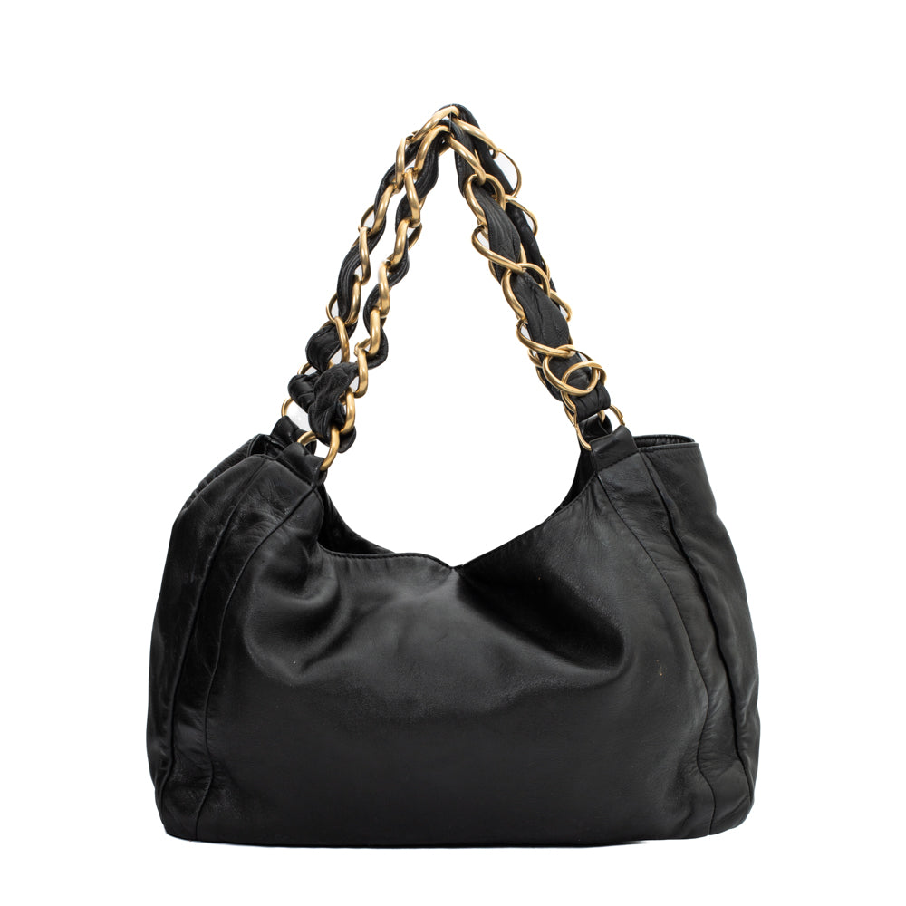 Chanel Vintage Black Leather Shopping Bag - Second Hand / Used – Vintega