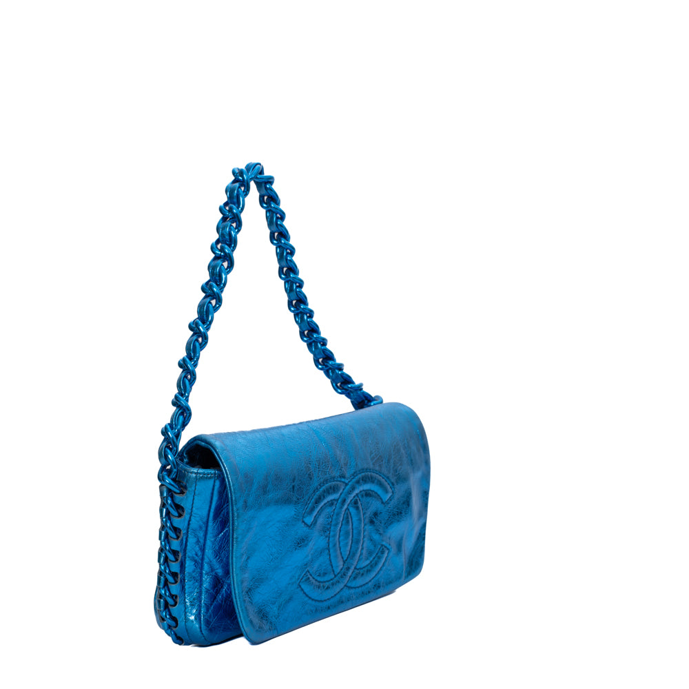 Single Flap Vintage bag in blue leather