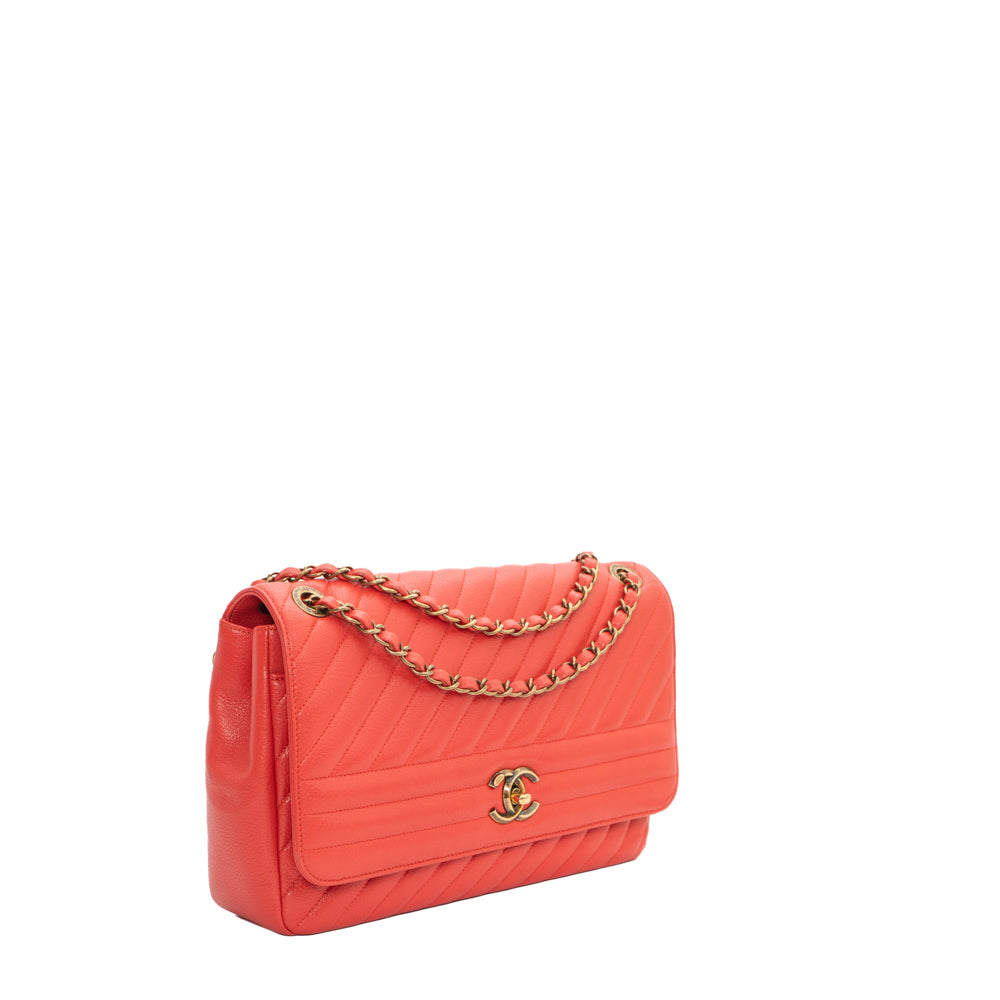Chanel Limited Edition Single Flap bag in red leather - Second