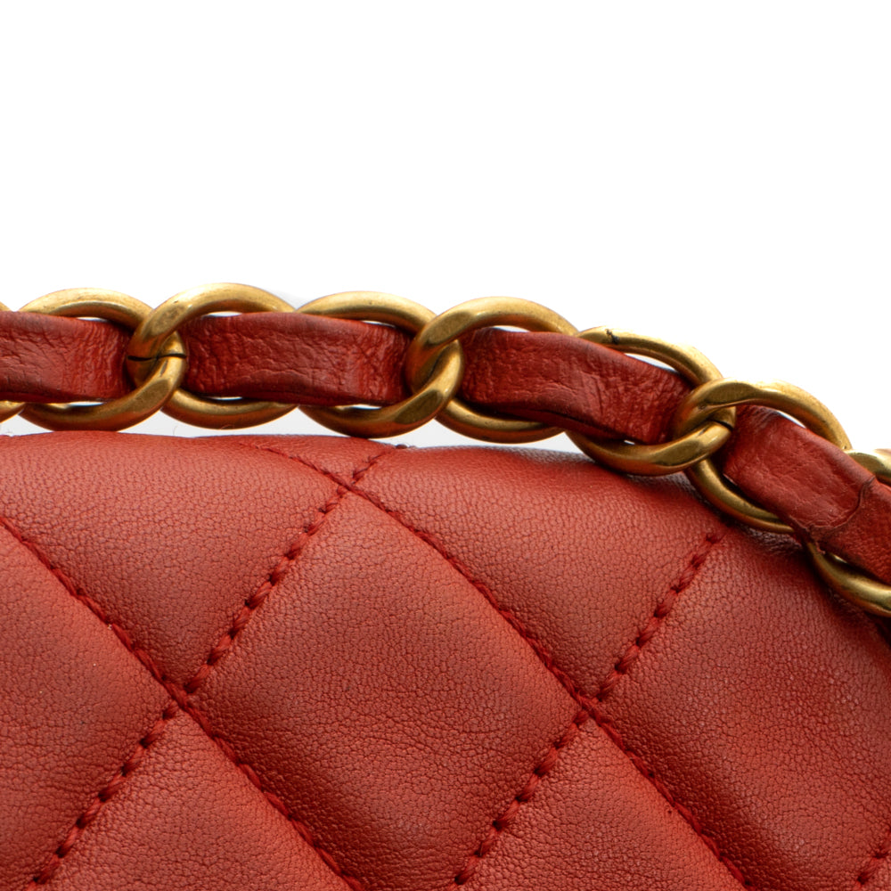 chanel makeup bag red leather