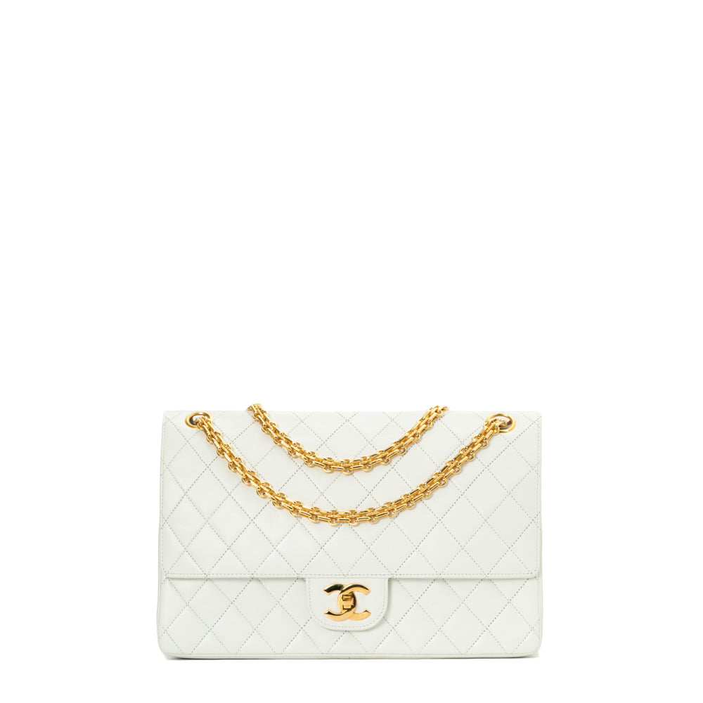 Vintage Chanel White Classic medium flap bag