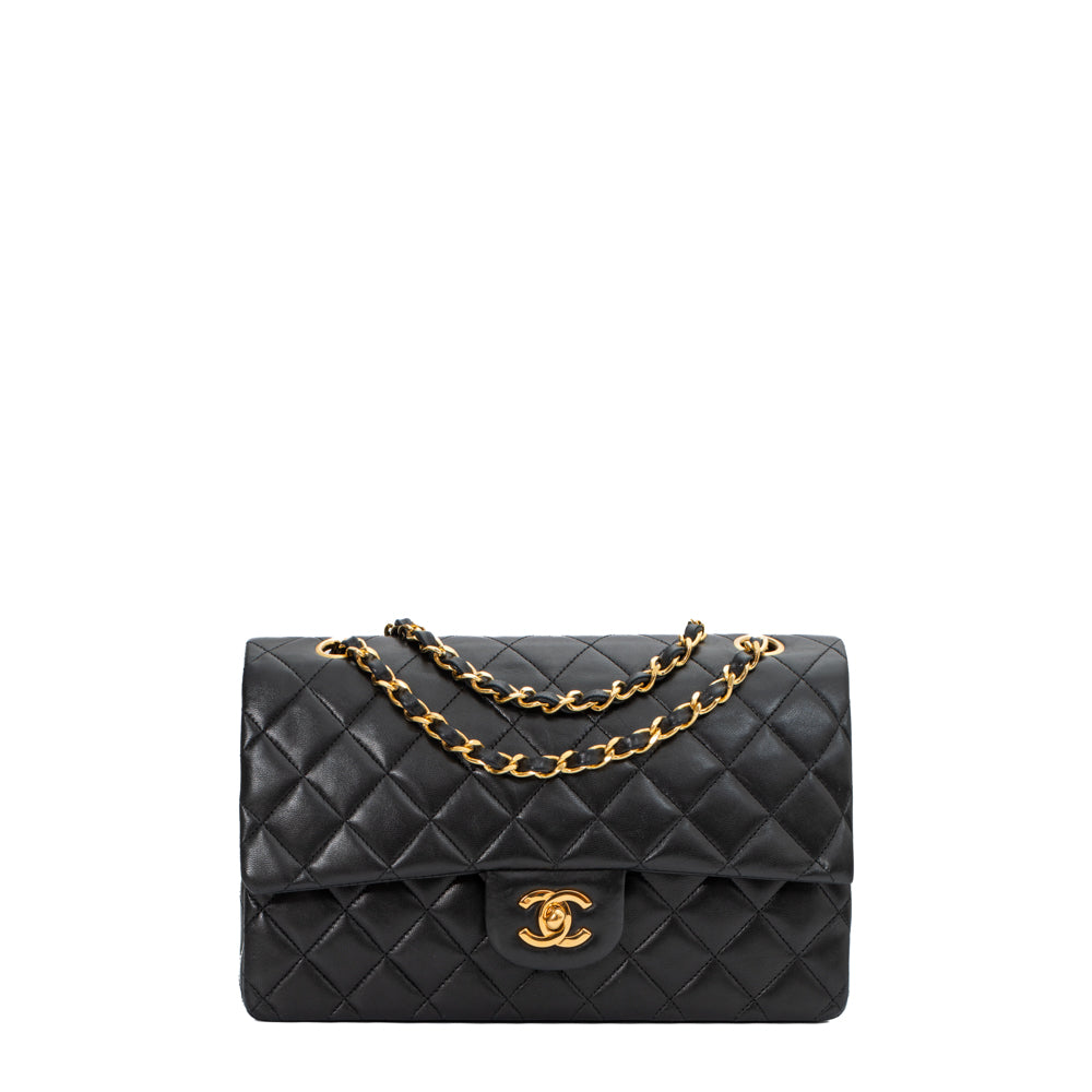 Chanel Classic 25 Double Flap Chain Shoulder Bag Black Gold Lambskin –  Timeless Vintage Company
