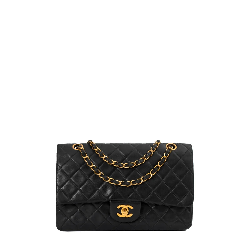 Chanel Timeless / Classic Mittel Vintage-Tasche aus schwarzem