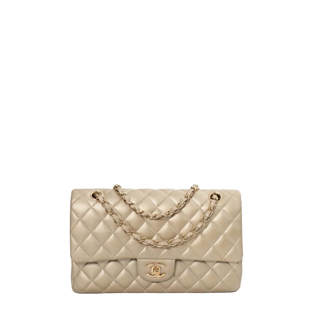 Borsa Chanel Timeless Classic Medium in pelle oro Di seconda mano Usata Vintega