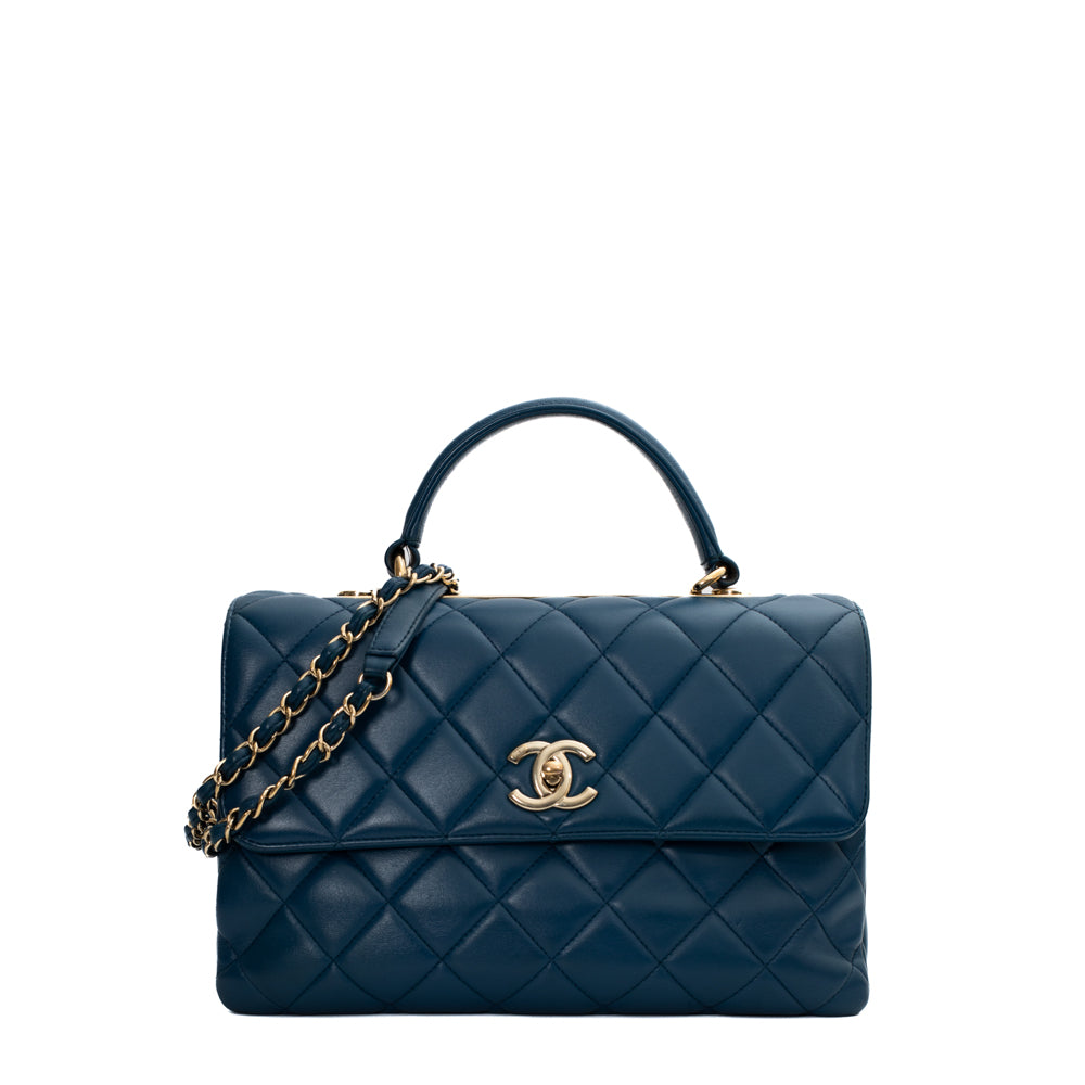 Trendy cc top handle leather handbag Chanel Blue in Leather - 26130471