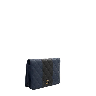 Chanel blue Leather Wallet On Chain Bag Second Hand Used Vintega