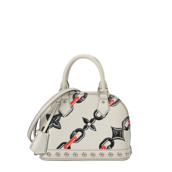 Alma BB Edition Flower Chain bag in white epi leather Louis