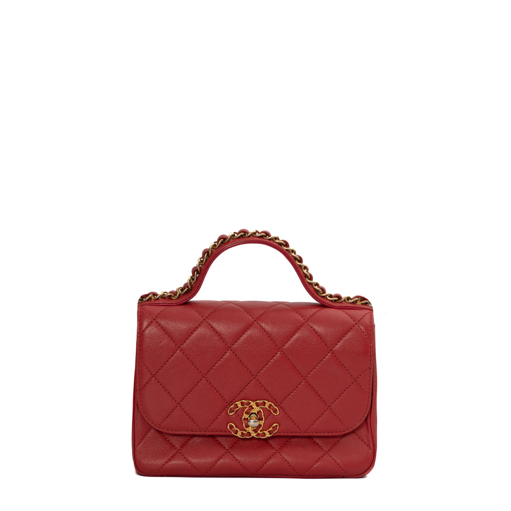 Sac Infinity Top Handle en cuir rouge Chanel - Seconde Main / Occasion –  Vintega