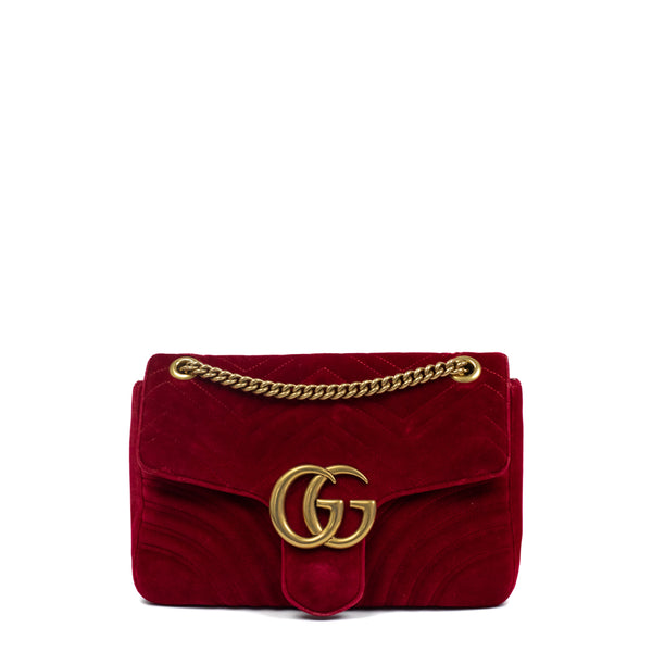 Marmont Medium bag in red velvet Gucci - Second Hand / Used – Vintega